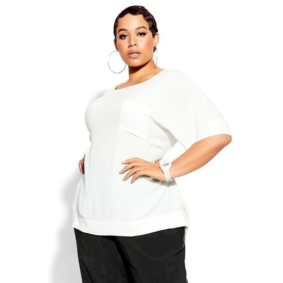 CITY CHIC White Easy Weekend Top - Picture 1 of 6